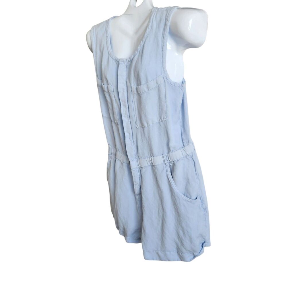 Rip Curl Romper Shorts-Lite Blue-Button Front-Linen Blend-Boxy Fit-Coastal  L